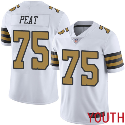 New Orleans Saints Limited White Youth Andrus Peat Jersey NFL Football #75 Rush Vapor Untouchable Jersey->youth nfl jersey->Youth Jersey